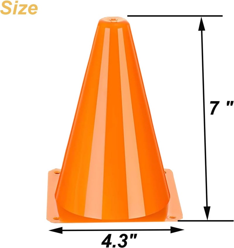 Aphrolin Soccer Cones Sports Training Agility Field Marker Cone, 12 Pack 7 Inch Training Cones Set with Mesh Bag, Colorful Cones for Soccer, Skating, Basketball, Baseball Drills, Outdoor & Indoor Activity - Image 5